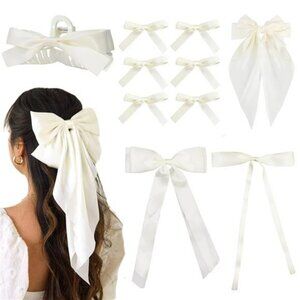10 Piece Satin Hair Bows Clips Set No Slip Ribbon Barrettes for Women Girls